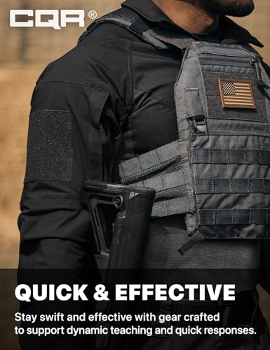CQR Men's Combat Shirt Tactical 1/4 Zip Long Sleeve Military BDU Shirts Camo EDC Top with Pockets