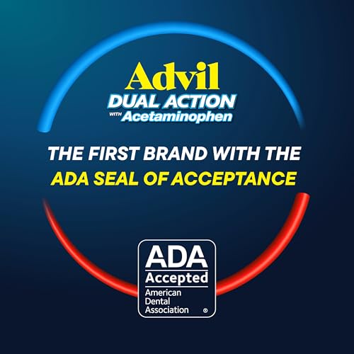 Advil Dual Action Coated Caplets with Acetaminophen, 250 Mg Ibuprofen and 500 Mg Acetaminophen Per Dose (2 Dose Equivalent) for 8 Hour Pain Relief - 2 Count x 50