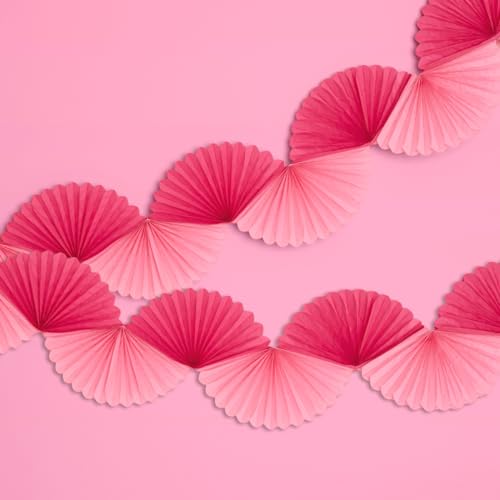 xo, Fetti Pink Paper Fan Garland - 6 Ft. | 3D Bachelorette Party Decorations, Birthday Party Supplies, Pink Preppy HBD, Ba...