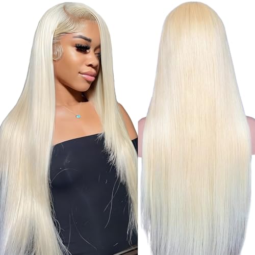 613 Lace Front Wig Human Hair Blonde 13x6 HD Transparent Lace Front Straight Wigs Human Hair Pre Plucked with Baby Hair 613 Blonde Lace Frontal Glueless Wigs Human Hair 180% Density 22 Inches