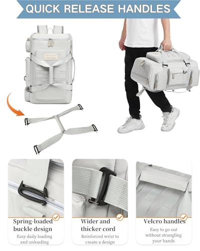 KEQIKAI Large Travel Duffle Bags Backpack for Men Women, 50L Sports Gym Bag with Wet Pocket, Waterproof Carry On Backpack ...