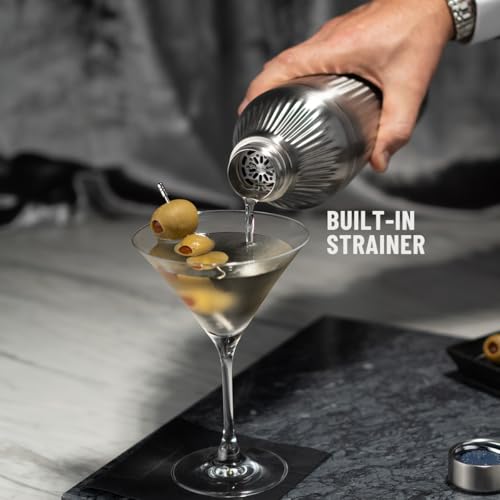 Elevated Craft Diamond Edition Hybrid Cocktail Shaker Set - Premium Vacuum Insulated Stainless Steel, 28 oz, Includes Buil...