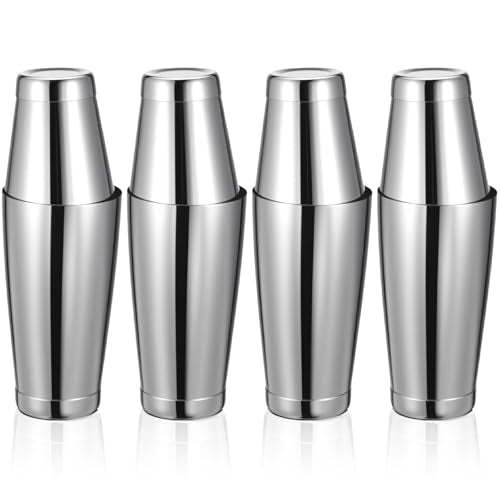 JJUNW 8Pcs Boston Cocktail Shaker, Professional Silver Stainless Steel Tins Bartender Kit with 18oz & 24oz Mixed Drink Sha...