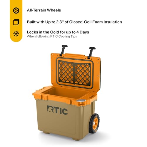 RTIC 22 QT Ultra-Light Wheeled Cooler with Handle, Hard Insulated Portable Ice Chest Box for Beach, Drink, Beverage, Campi...
