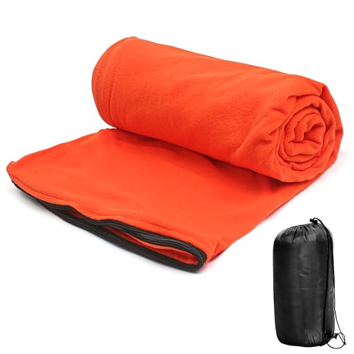 Fleece Sleeping Bag Liner, Cold Weather Blanket, 75 x 31 In, Lined Sack Sleep Travel Sheets with Zipper, Thermal Warmth Pa...