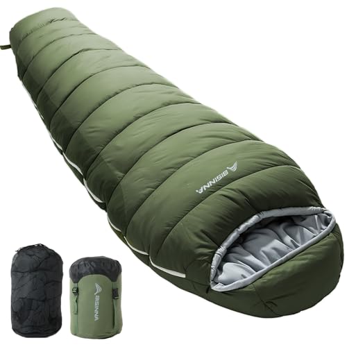 BISINNA Mummy Sleeping Bag for Adults 14-41℉ Cold Weather 3-4 Season Camping Sleeping Bags with Compression Sack for Backp...