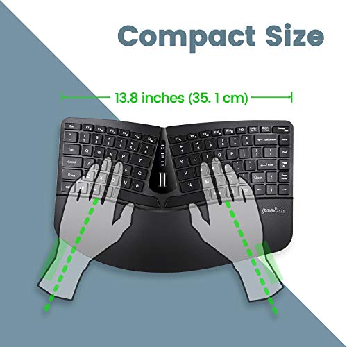 Perixx PERIDUO-606 Wireless Mini Ergonomic Keyboard with Portable Vertical Mouse - Adjustable Palm Rest Stand - Membrane L...