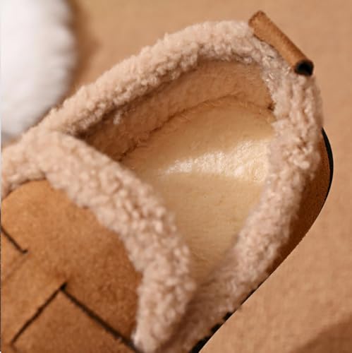Women's Faux Suede Fuzzy Lined Loafers, Buckle Decor Slip-On Comfortable Warm Casual Shoes for Winter
