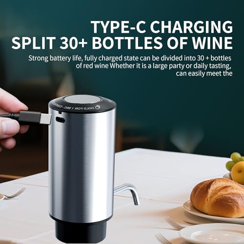 Upgraded Wine aerator Electric Wine Decanter, Rechargeable Automatic Wine Dispenser withStorage Base,Two Modes:long press ...