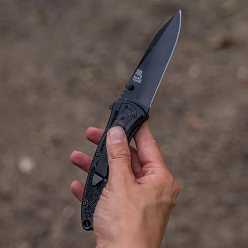 Smith & Wesson Large S.W.A.T. SWATLBS 8.5in S.S. Assisted Opening Knife with 3.7in Serrated Drop Point Blade and Aluminum ...