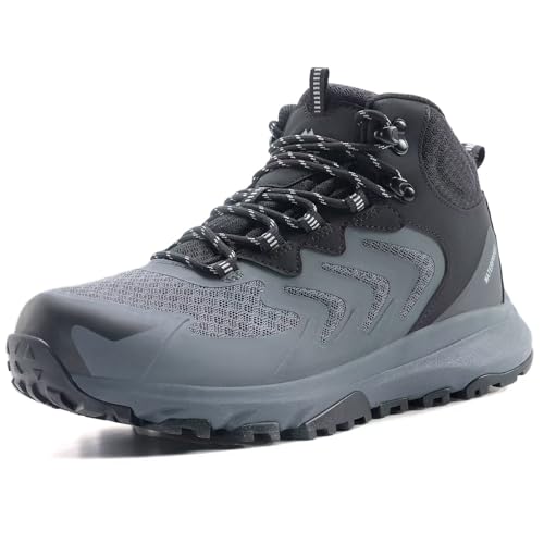 OUTJET Men's Waterproof Hiking Boots Lightweight Comfortable Outdoor Walking Trail Boots Shoes