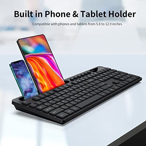 Wireless Keyboard and Mouse Combo, MARVO 2.4G Ergonomic Wireless Computer Keyboard with Phone Tablet Holder, Silent Mouse ...