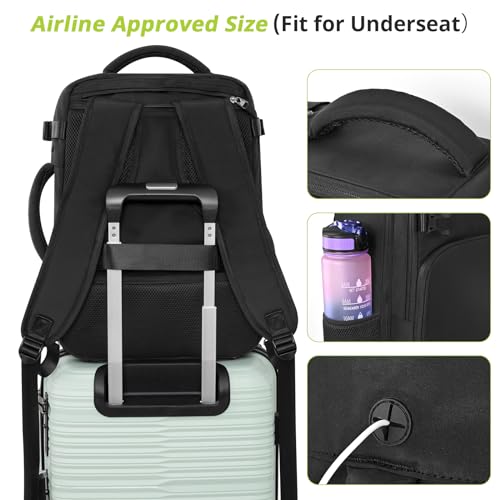 Snoffic Travel Backpack for Women Men,Travel Laptop Backpack w/USB Charging Port, Waterproof Travel Backpack Carry On Flig...