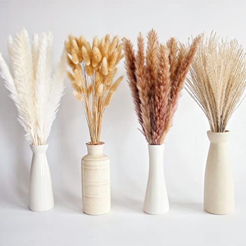 100 PCS Small Boho Pampas Grass, 17" Naturally Dried Pompas, Pampas Grass Decor for Wedding , Boho Party Decorations, Tabl...