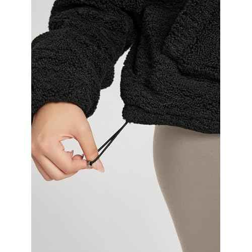 ODODOS Women's Sherpa Fleece Half-Zip Pullover - Cozy Warm Long Sleeve Sweatshirt Cinchable Outerwear with Pockets