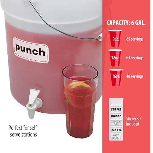 Cambro DSPR6148 SIX-GALLON (22,7 L) BEVERAGE DISPENSER, White, 22 Quart Case of 1
