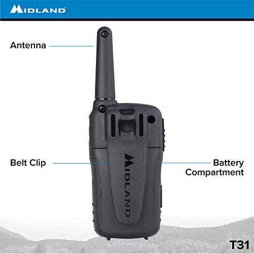 Midland T31VP 22 Channel FRS Walkie Talkie - Up to 26 Mile Range Two-Way Radio - Red/Black (Pack of 4)