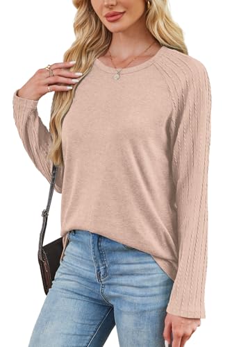 OFEEFAN Long Sleeve Shirts for Womens Fall Fashion 2025 Crewneck Oversized Sweatshirt Tunic Tops to Wear with Leggings