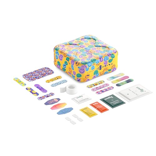 Welly First Aid Kit - Adhesive Flexible Fabric and Waterproof Bandages, Tape and Non-Stick Pads, Butterfly Strips, Single ...