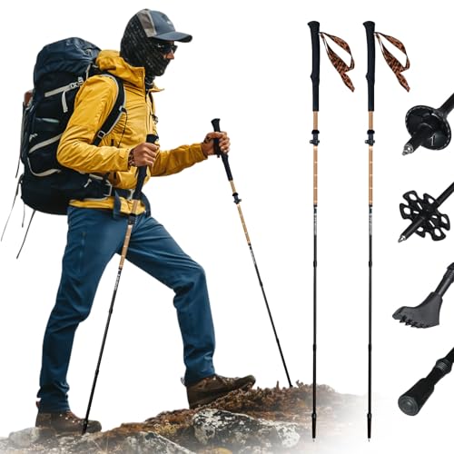 Trekking Poles,Lightweight,Foldable Hiking Poles for Backpacking Gear,Walking Sticks for Hiking,Carbon Fiber Trekking Pole...