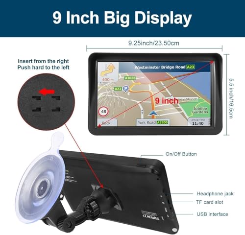 GPS Navigation for Car, Latest 2025 Map,9 inch Touch Screen Real Voice Spoken Turn-by-Turn Direction Reminding Navigation ...