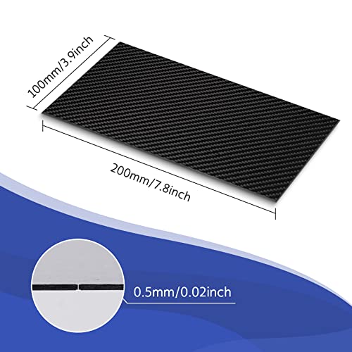 Carbon Fiber Sheets 100X200X0.5MM - FAKILO 100% 3K Twill Matte Carbon Fiber Plate for Handmade DIY Wallet Model Part Repai...