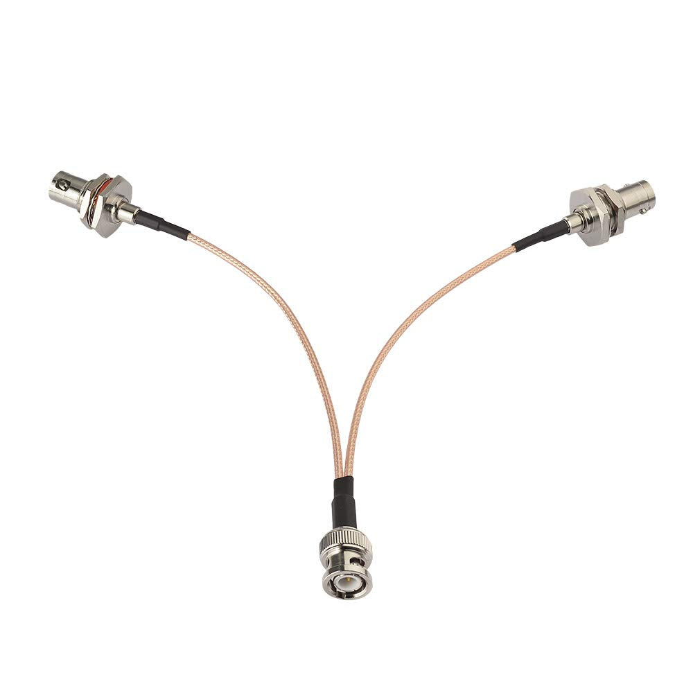 Superbat Bnc Splitter Cable - Male To Dual Female V Type Adapter, 50Ohm, 15Cm (6 Inches), For Camera, Antenna, Scanners, Radio