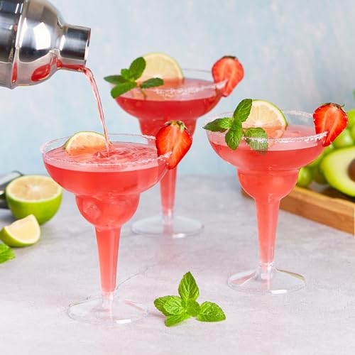 Kucoele 24 Pack Plastic Margarita Glasses, 12oz Disposable Cocktail Glasses Clear Party Cups for Wine, Champagne, Martini