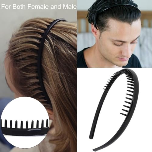 ULTIMUTE 8 PCS Fashion No Slip Effortless Plastic Headbands with Teeth Comb Black Skinny Hair Accessories Bands for Women ...