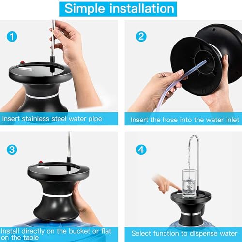 Drinking Water Dispenser Pump, Automatic Electric Drinking Water Bottle Pump for 2-5 Gallon Water Jugs, USB Rechargeable w...