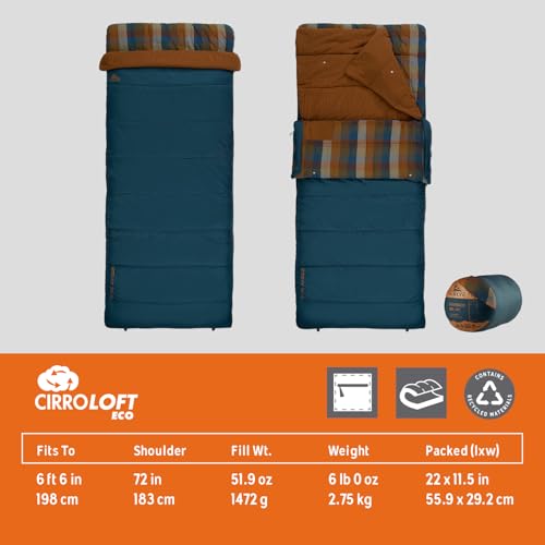 Kelty Wayback Flannel Lined Sleeping Bag, Built in Blanket, Traditional Rectangle Shape, Organic Flannel Cotton Liner, Dua...
