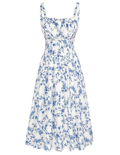 SCARLET DARKNESS Women's Floral Midi Dress Corset Sundresses 2026 Summer Spring Vacation Milkmaid Dresses