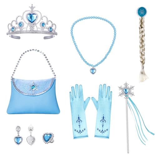 Topney Blue Princess Costumes for Little Girls Dress Up Birthday Party with Accessories