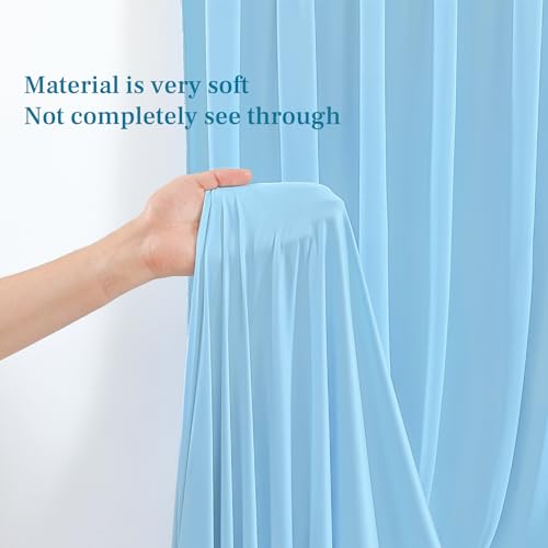 8x10FT Baby Blue Backdrop Curtains for Wedding Parties, Wrinkle Free Polyester Photography Backdrop Drapes for Baby Bridal...