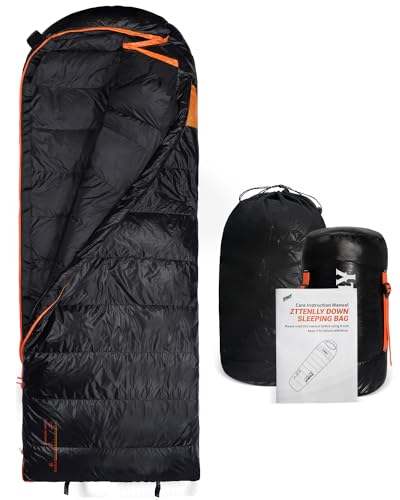 ZTTENLLY Down Sleeping Bag for Adults - Lightweight and Compact for Backpacking, Camping and Hiking - 550/600 FP, 0/20/30 ...
