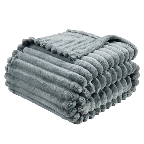 SUPRYNEX Gray Fleece Twin Size Blanket for Bed, Super Soft Cozy Blanket for Home Decor, Perfect Cozy Gifts for Women Men G...