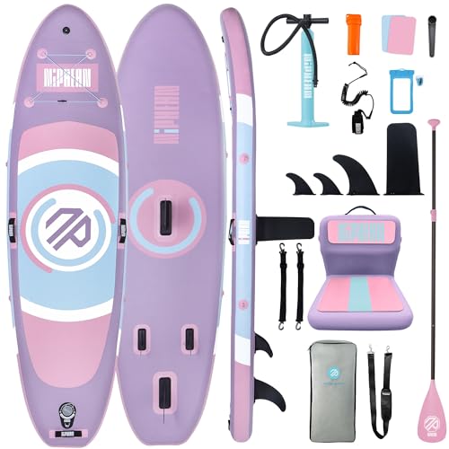 Niphean Inflatable Stand up Paddle Board with StabilTrac Fin, 400LBS Capacity & Wide EVA and Ergonomic Kayak Seats with Ba...