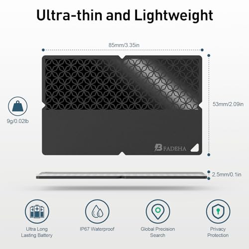 BFADEHA 2026 [Apple MFi Certified] (iOS Only) Bluetooth Tracker Smart Card for Apple Find My iPhone Wallet GPS Tracker, 5-...