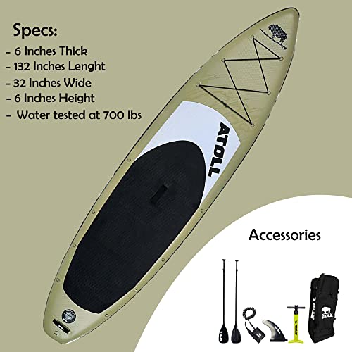 Atoll Inflatable Paddle Board with Premium SUP Stand Up Paddle Board Accessories & Back Pack, Non-Slip Comfort Deck for Un...
