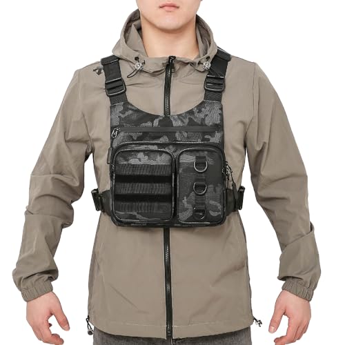 Criuage Outdoor Chest Bag for Men, Lightweight Running Vest with Water Bottle Pocket, EDC Chest Pack for Hiking, Cycling