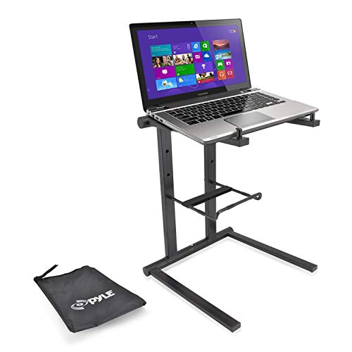 Pyle Portable Folding Laptop Stand - Foldable Laptop Stand with Adjustable Height, Secondary Accessory Tray for iPad, Tabl...