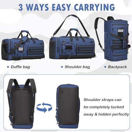 BISKLNDN Gym Bag for Men and Women, 50L Extra Large Duffle Bag, 3-in-1 Travel Sports Duffel Bags with Shoe & Laptop Compar...