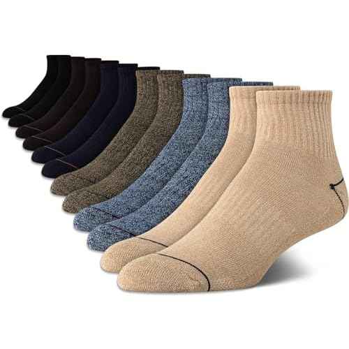 Nautica Mens Quarter Socks - 12 Pack Comfort Stretch Cushioned Moisture-Wicking Athletic Ankle Socks for Men (Sizes: 6-12.5)