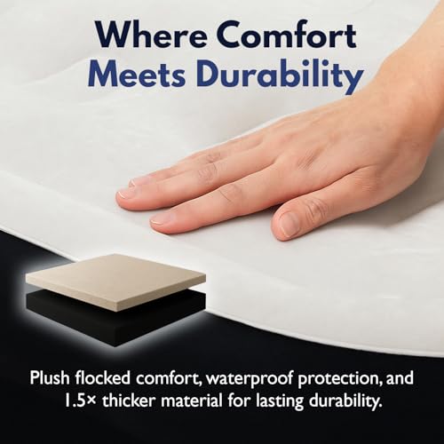 King Koil Luxury Air Mattress Queen with Built in Pump, Integrated Premium Pillow Inflatable Airbed for Guests, Camping & ...