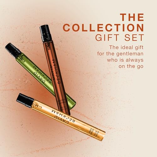 David Beckham 3 Piece Discovery Giftset - Exquisite Leather, Botanical Resin, Amber Breeze 0.33 fl oz Pen Sprays, Men's Fragrance, Long Lasting, Sporty Fragrance, Travel Size
