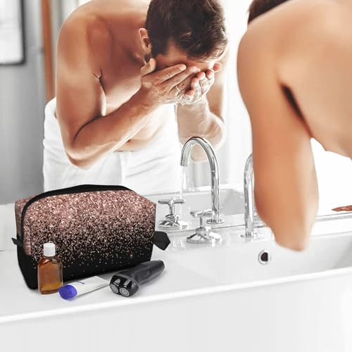 Aruzdey Black Rose Gold Blush Pink Glitter Glam Travel Toiletry Bag Toiletry Bag For Women Men Hanging Cosmetic Bag Travel...