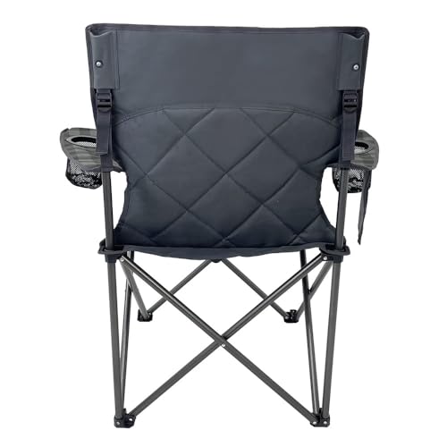 Venture Forward Quilted Quad Camping Chair with Carry Bag – Padded Folding Outdoor Chair with Armrests & Built-in Cup Hold...