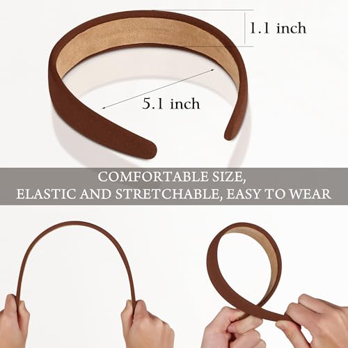DiyJibb 6PCS Headbands for Women – 1 Inch Wide Non-Slip Elastic Hair Bands, Thick Solid Color Headbands for Girls & Women'...