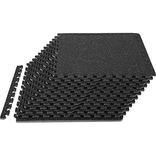 VEVOR 0.56Inch Gym Flooring for Home Gym, Rubber Top with High Density EVA Foam, 25 x 25 Inch Gym Floor Exercise Equipment Mats, Interlocking Gym Mats, Puzzle Workout Mats
