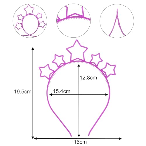 Rhoxshy Light Up Headband Star Headbands Glow in the Dark 6-Pack Rave Headbands Luminous Hair Band Sunlight-Activated Hair...